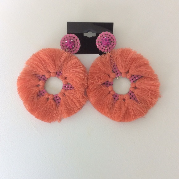 Treasure Jewels Fiesta Earrings In Orange & Pink - Picture 3 of 3